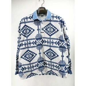 Vintage Structure Activewear‎ Aztec Denim Polo Shirt Mens Large USA Western 90s